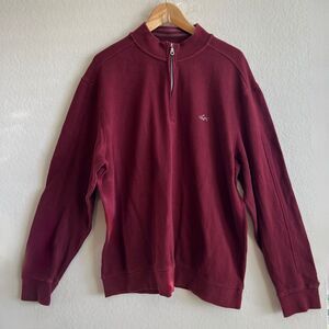 GREG NORMAN Vintage Red Burgundy Golf Quarter Zip Crewneck Sweater Mens XL
